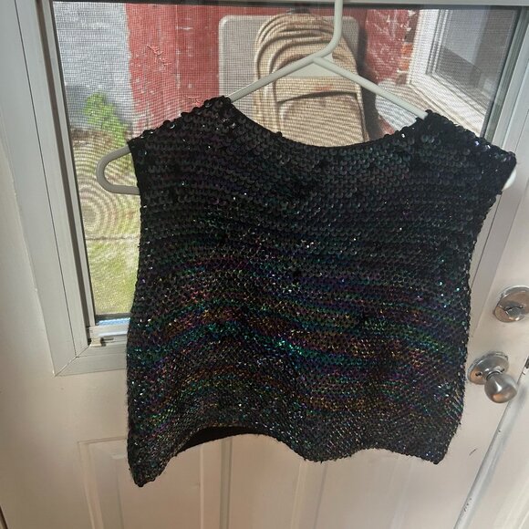 Vintage Black Sequin Croptop - Picture 2 of 3